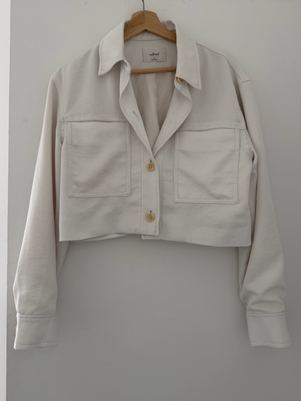 Aritzia Wilfred Cream Little Cropped Jacket Button-Front - Picture 3 of 6